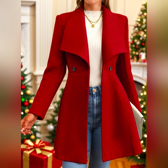 Collared Neck Button Up Long Sleeve Coat - Picture 1 of 7